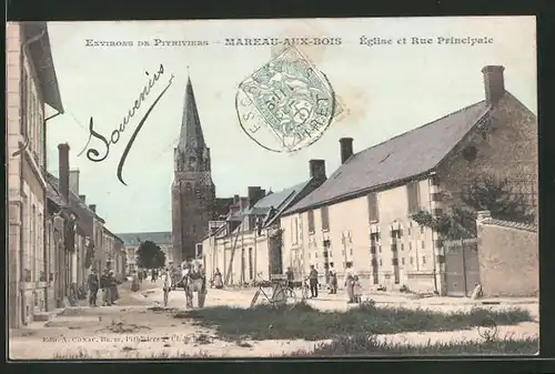 AK Mareau-aix-Bois, Église et Rue Principale