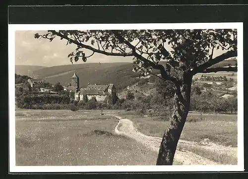 AK Rothenfels, Blick von einem Feldweg auf den Ort