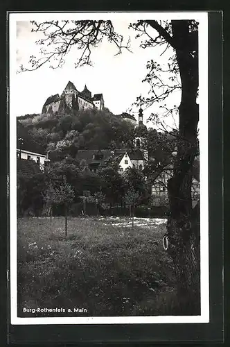 AK Rothenfels a. Main, Blick auf Burg und Kirche