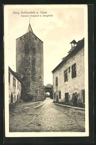 AK Rothenfels a. Main, innerer Burghof u. Bergfried