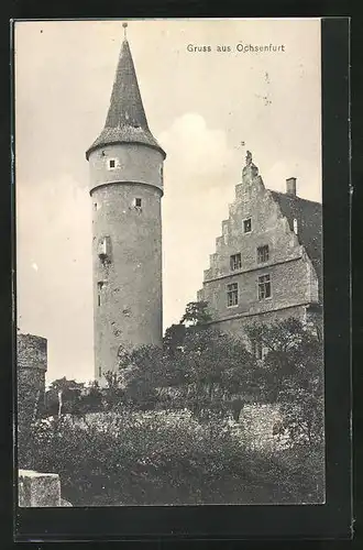 AK Ochsenfurt, Turm und Stadtmauer