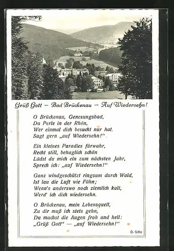 AK Bad Brückenau, Teilansicht vom Ort, Gedicht