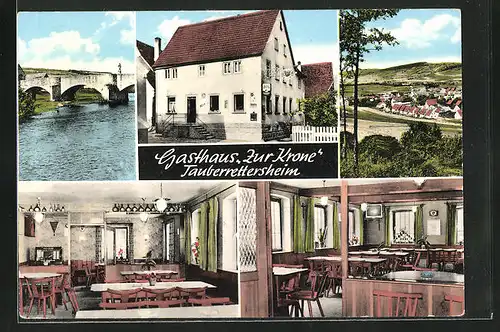 AK Tauberrettersheim, Gasthaus Zur Krone, Innenansicht, Brücke