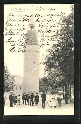 AK Kitzingen a. M., Falterturm mit Anwohnern