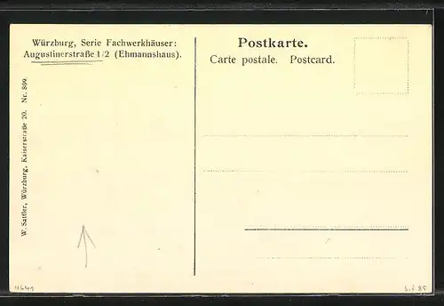 AK Würzburg, Ehmannshaus, Augustinerstrasse 1-2