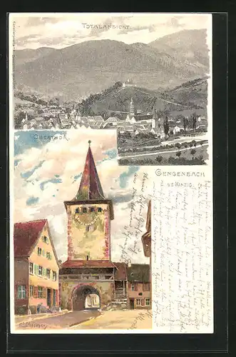 Künstler-AK Carl Münch: Gengenbach / Kinzig, Totalansicht, Blick aufs Oberthor