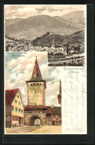 Künstler-AK Carl Münch: Gengenbach / Kinzig, Blick auf das Oberthor, Totalansicht