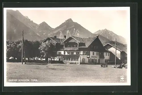 AK Pinswang, Gasthof Schluxen gegen Gipfel