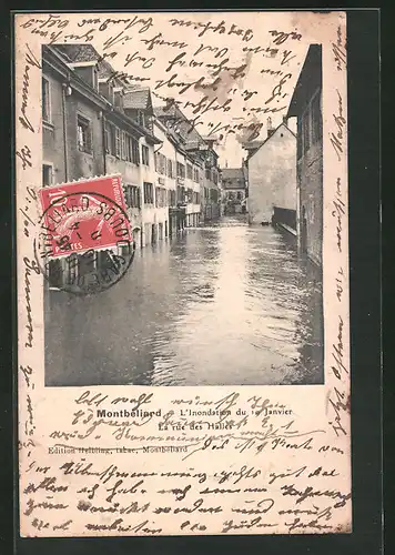 AK Montbeliard, L`Inondation du 19 Janvier, La rue des Halles, Hochwasser