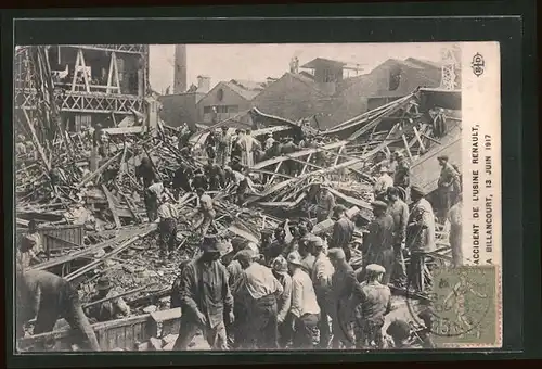 AK Billancourt, Accident de L`Usine Renault, 13 Juin 1917, Explosion in einer Fabrik