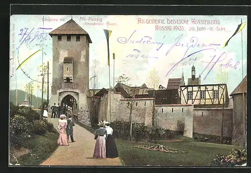 AK Aussig / Usti, Allgemeine Deutsche Ausstellung 1903, Eingang zu Alt-Aussig