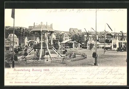 AK Aussig / Usti, Allgemeine Deutsche Ausstellung 1903, Pavillons und Attraktionen