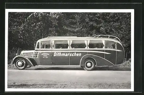 AK Heide i. H., Trecker-Lastwagen-u. Omnibus-Betrieb Gesellschaftsfahren im modernen Reiseomnibus