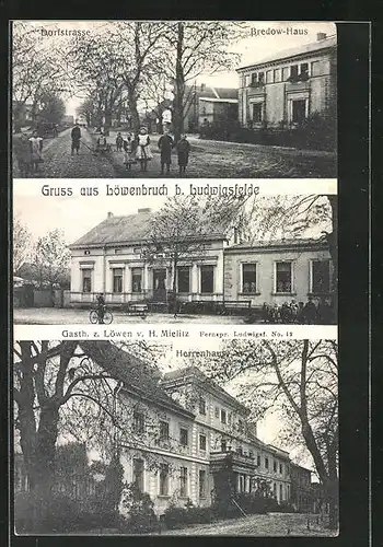 AK Löwenbruch, Gasthaus zum Löwen, Bredow-Haus in der Dorfstrasse, Herrenhaus