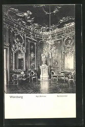 AK Würzburg, Blick in das Spielzimmer vom königlichen Schloss
