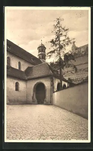 AK Würzburg, Eingang zur Burkarderkirche