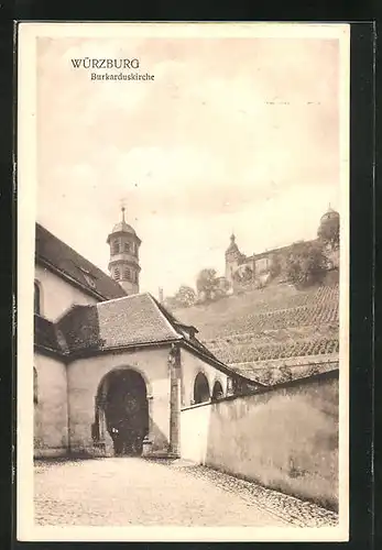 AK Würzburg, Ansicht der Burkarduskirche