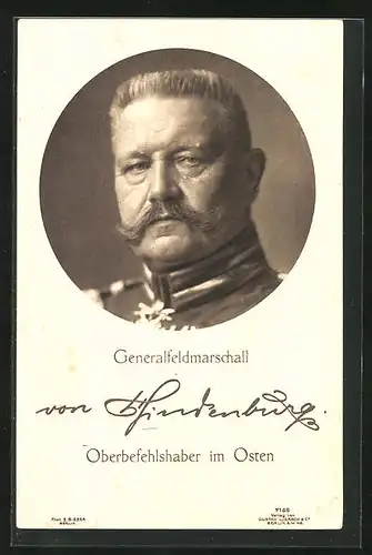 AK Generalfeldmarschall Paul von Hindenburg, Oberbefehlshaber im Osten