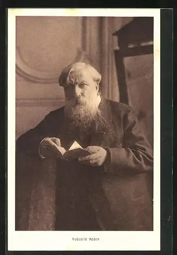 AK Künstler Auguste Rodin mit Buch in der Hand