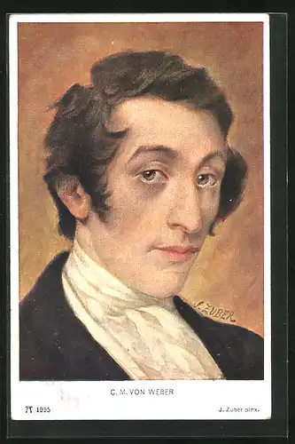 AK Portrait C. M. von Weber, Komponist
