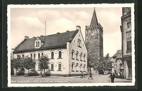 AK Bad Ziegenhals, Alter Torturm mit Amtsgericht