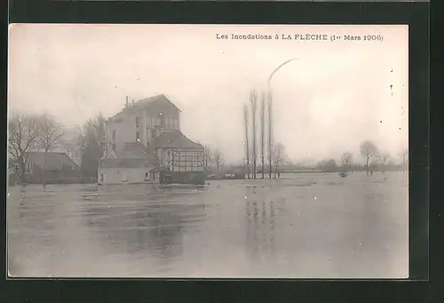 AK La Fléche, Les Inondations 1906, Hochwasser