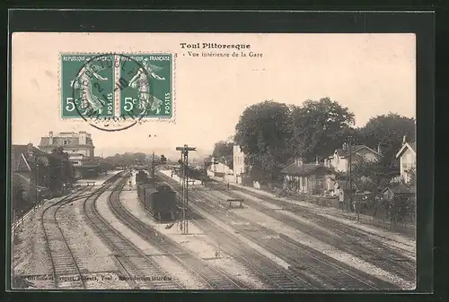 AK Toul, Vue intérieure de la Gare, Bahnhof