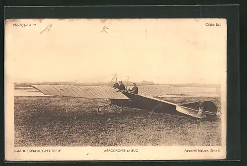 AK Buc, Aérodrome, Etabl. R. Esnault-Pelterie. Appareil biplace Série K, Flugzeug