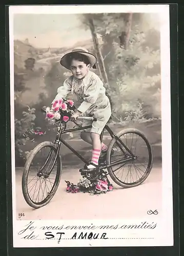 AK Saint-Amour, Junge auf seinem Fahrrad