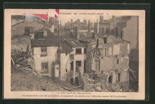 AK Lyon-Saint-Jean, La Catastrophe, Zerstörte Gebäude nach dem Erdrutsch