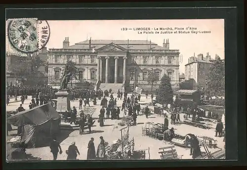 AK Limoges, Le Palais de Justice et Statue Gay-Lussac, Antiquitätenhandel