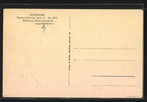 AK Würzburg, Häuserschmuck Madonna in der Martinsstrasse 5
