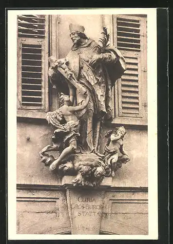 AK Würzburg, Torfigur des hl. Johannes von Nepomuk in der Heinestrasse