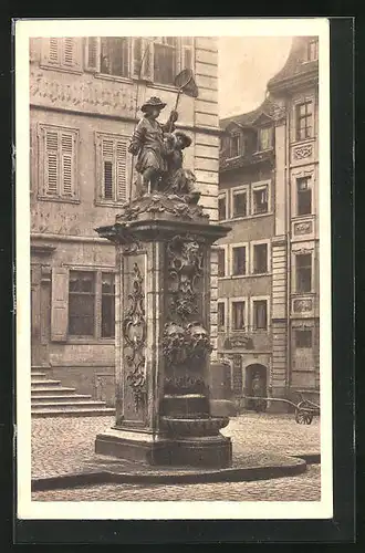 AK Würzburg, Fischmarkt mit Fischbrunnen