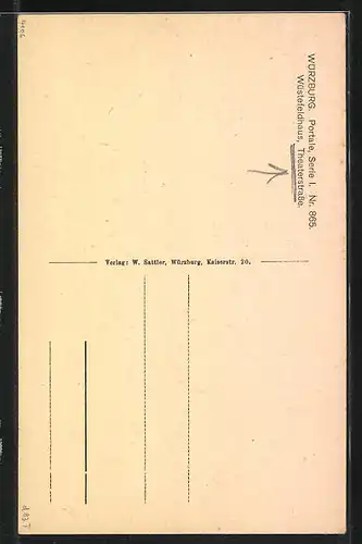 AK Würzburg, Portal des Wüstefeldhaus in der Theaterstrasse