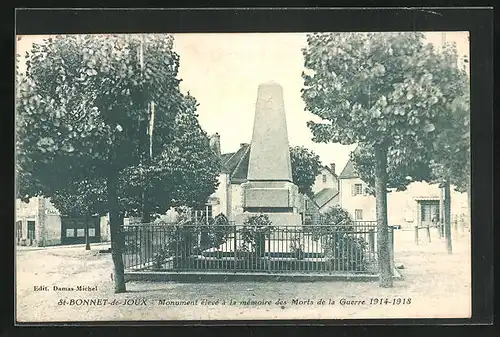 AK St-Bonnet-de-Joux, Monument élevé à la mémoire des Morts de la Guerre 1914-18