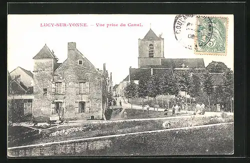 AK Lucy-sur-Yonne, Vue prise du Canal