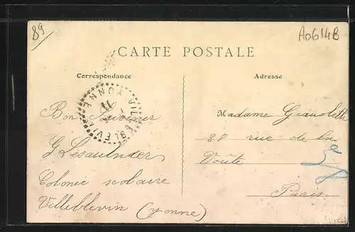 AK Villeblevin, Caisse des Écoles du XII Arrond, Colonie Secolaire pemanente, Salle de Correspondance