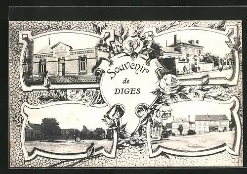 AK Diges, Souvenir de Diges, La Mairie, Ortsansicht