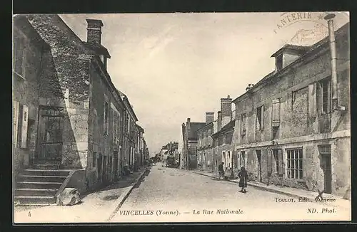 AK Vincelles, La Rue Nationale