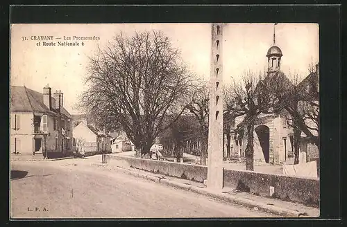 AK Cravant, Les Promenades et Route Nationale 6