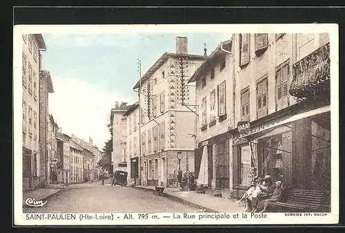 AK Saint-Paulien, La Rue principale et la Poste