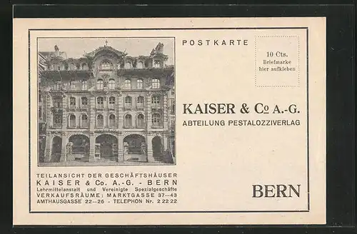 AK Bern, Kaiser & Co. AG, Marktgasse 37-43 und Amthausgasse 22-26, Teilansicht der Geschäftshäuser