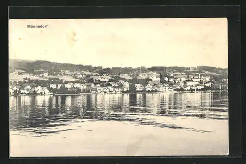 AK Männedorf, Ortsansicht vom See aus