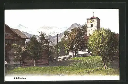 AK Adelboden, Blick auf die Kirche in den Bergen
