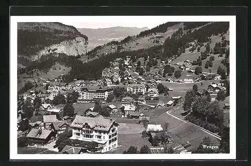 AK Wengen, Ortsansicht mit Bergen