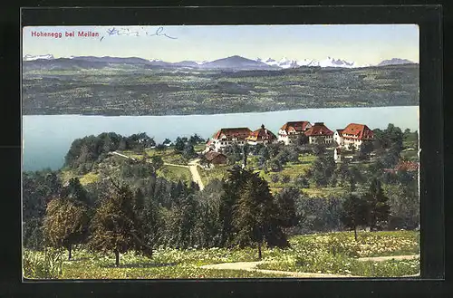 AK Hohenegg, Ortsansicht mit See im Hintergrund