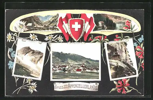 AK Appenzell, Ortsansicht, Santis, Seeapseeli