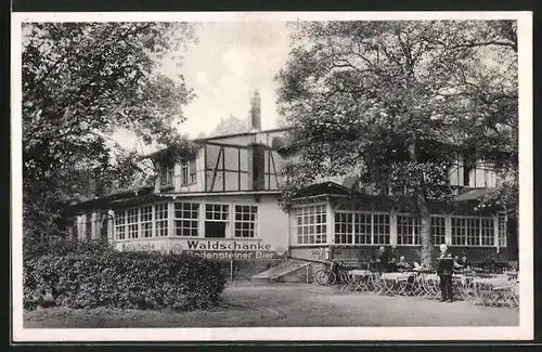 AK Magdeburg, Gasthaus Waldschänke mit Terrasse