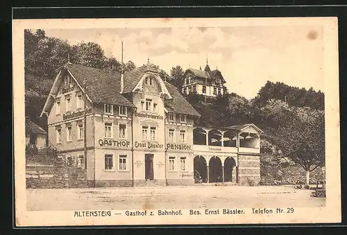 AK Altensteig, Gasthof Zum Bahnhof von Ernst Bässler